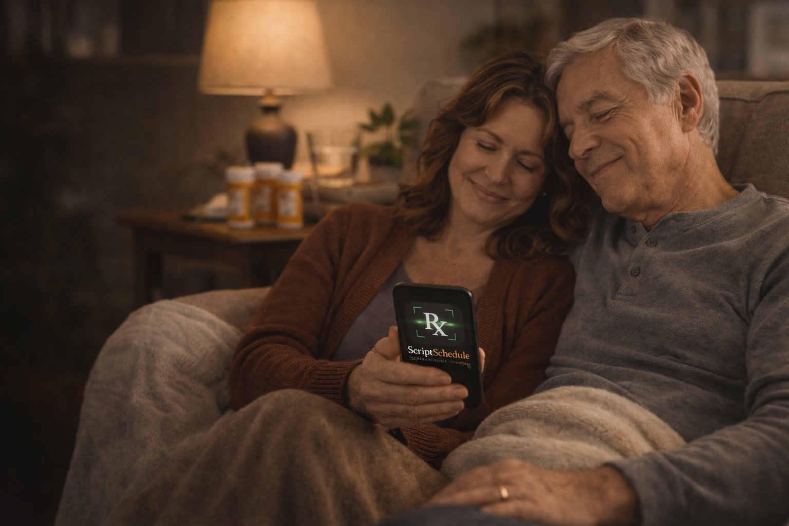 Couple relaxed at home with ScriptSchedule