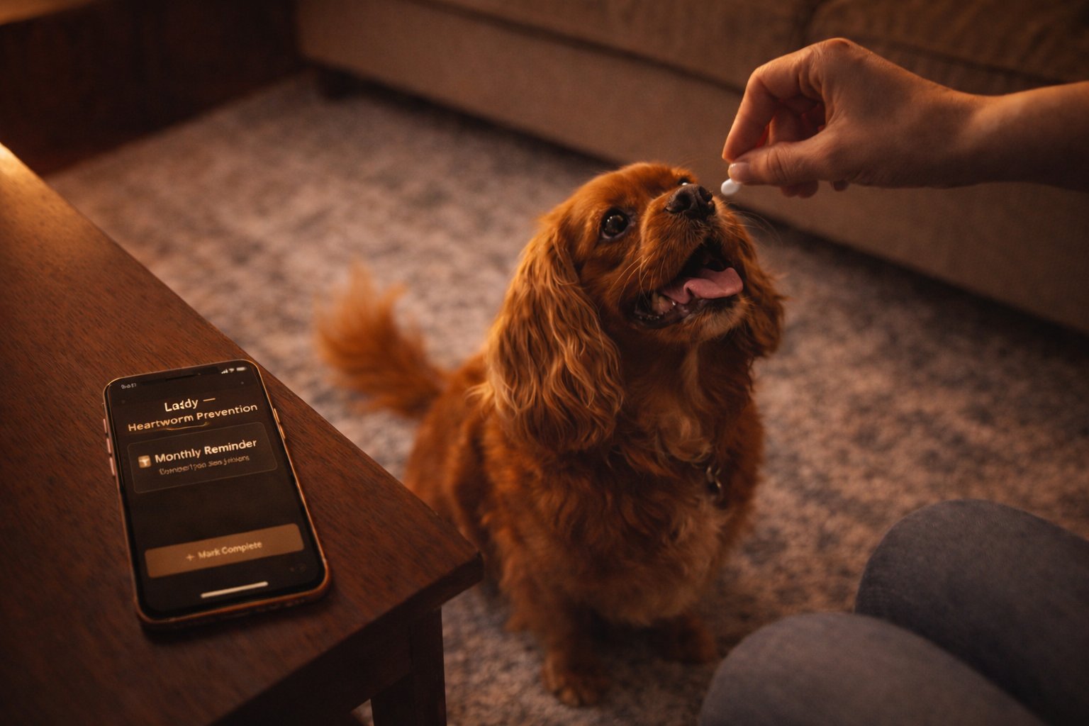 Dog getting heartworm prevention